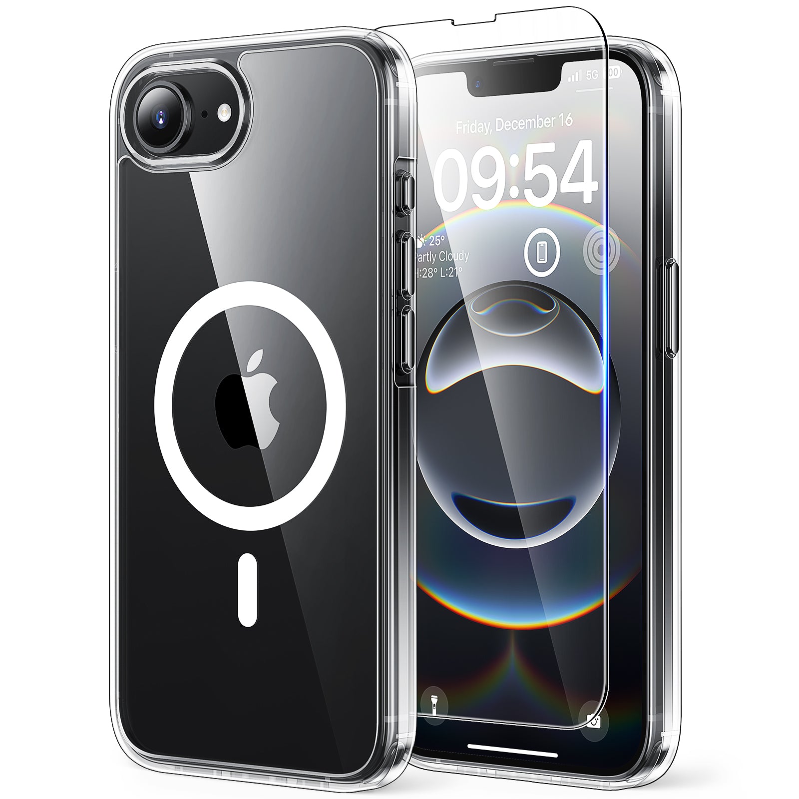 TAURI 3 in 1 for iPhone 16e Case, Compatible with MagSafe [Anti-Yellowing] with 2X Screen Protectors, Shockproof Military-Grade Protection, Slim Magnetic Phone Case for iPhone 16e 6.1", Clear