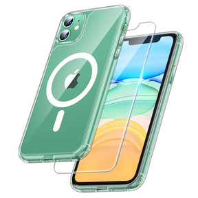TAURI for iPhone 11 Phone Case Clear [Compatible with Magsafe], with 2X HD Screen Protector, [Military Grade Drop Protection] Shockproof Slim Case for iPhone 11 Case 6.1 inch