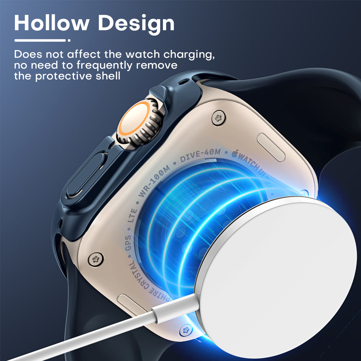 TAURI 2 Pack Hard Case Designed for Apple Watch Ultra 2 / Ultra 49mm, with 9H Tempered Glass Screen Protector, [Touch Sensitive] [Full Coverage] Slim Bumper Protective Cover for iWatch 49mm - Blue