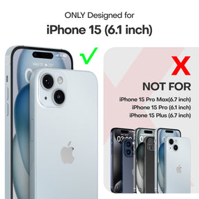TAURI for iPhone 15 Case, [5 in 1] 1X Clear Case [Not-Yellowing] with 2X Screen Protector + 2X Camera Lens Protector, [Military Grade Drop Protection] Shockproof Slim Phone Case for iPhone 15, 6.1"