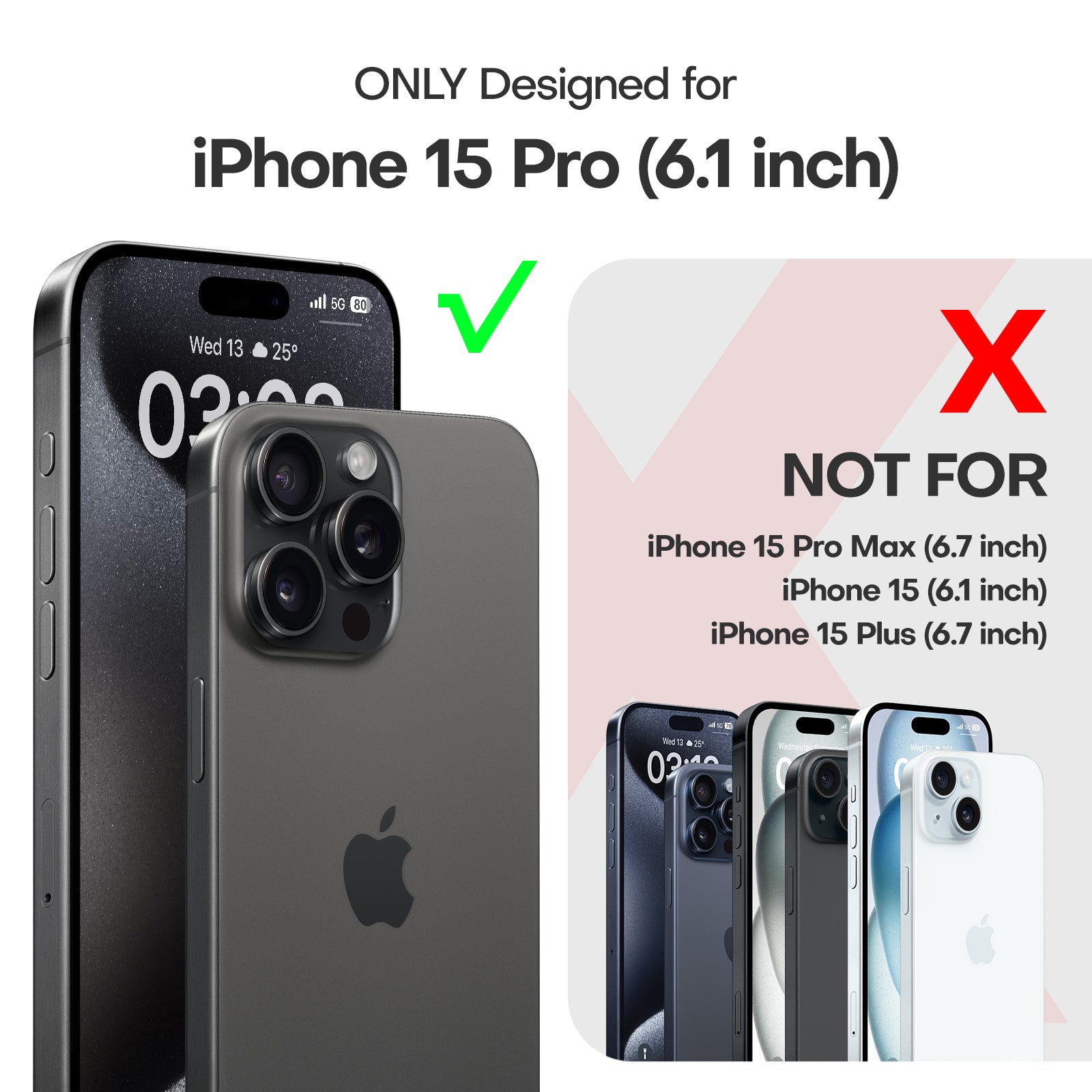 TAURI 360°Rotatable Magnetic Ring for iPhone 15 Pro Case Black, [Designed for Magsafe] with Stand & Ring Holder, Translucent Matte Shockproof Slim Phone Case for iPhone 15 Pro, 6.1"