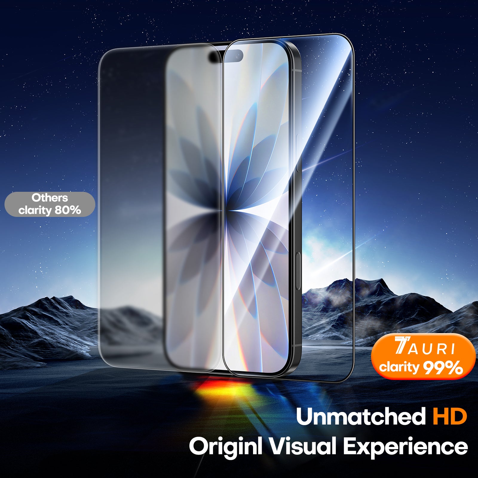 TAURI 2 Pack for iPhone 17 Screen Protector, [1-Step Install] with Auto Dust-Removal, 9H+ Tempered Glass, Full Coverage Protection, Anti-scratch [Military-Grade Shatterproof] Bubble-Free