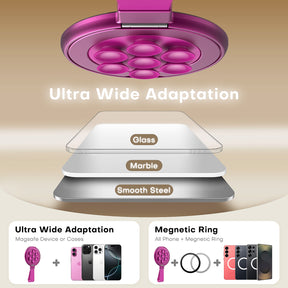 TAURI for Magsafe Suction Phone Grip - Universal Magnetic Suction Grip, 360° Rotating Hands-Free Holder, Silicone Suction Grip for iPhone 16 Pro Max/15/Android/S25,Hot Pink