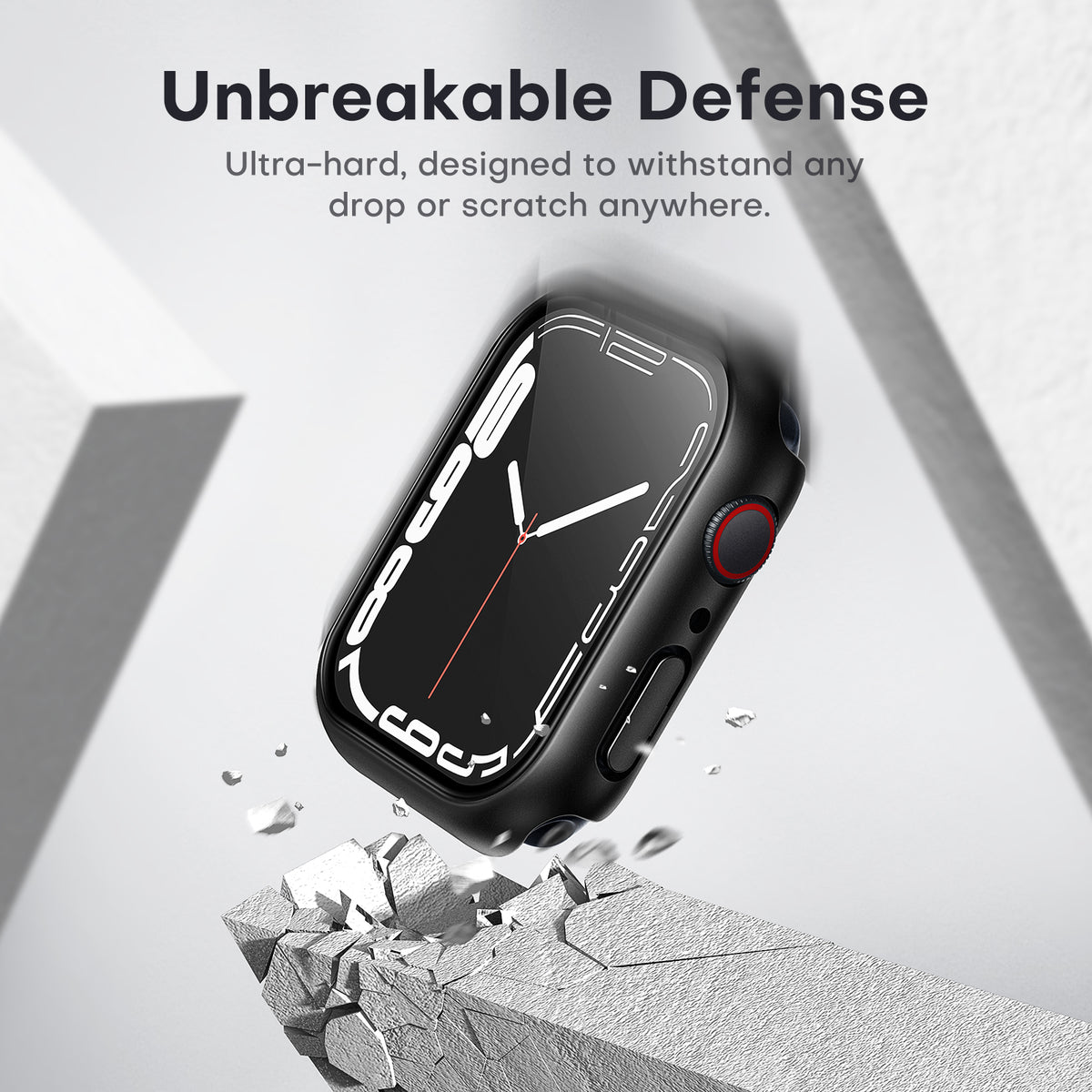 TAURI 2 Pack Hard Case Designed for Apple Watch Series 9 (2023) Series 8/7 45mm, [360° Shockproof] with 9H Tempered Glass Screen Protector, [Scratch-Resistant] Cover for iWatch 45mm - Black