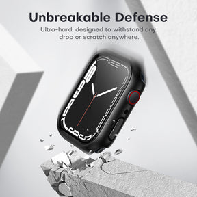 TAURI 2 Pack Hard Case Designed for Apple Watch Series 9 (2023) Series 8/7 45mm, [360° Shockproof] with 9H Tempered Glass Screen Protector, [Scratch-Resistant] Cover for iWatch 45mm - Black