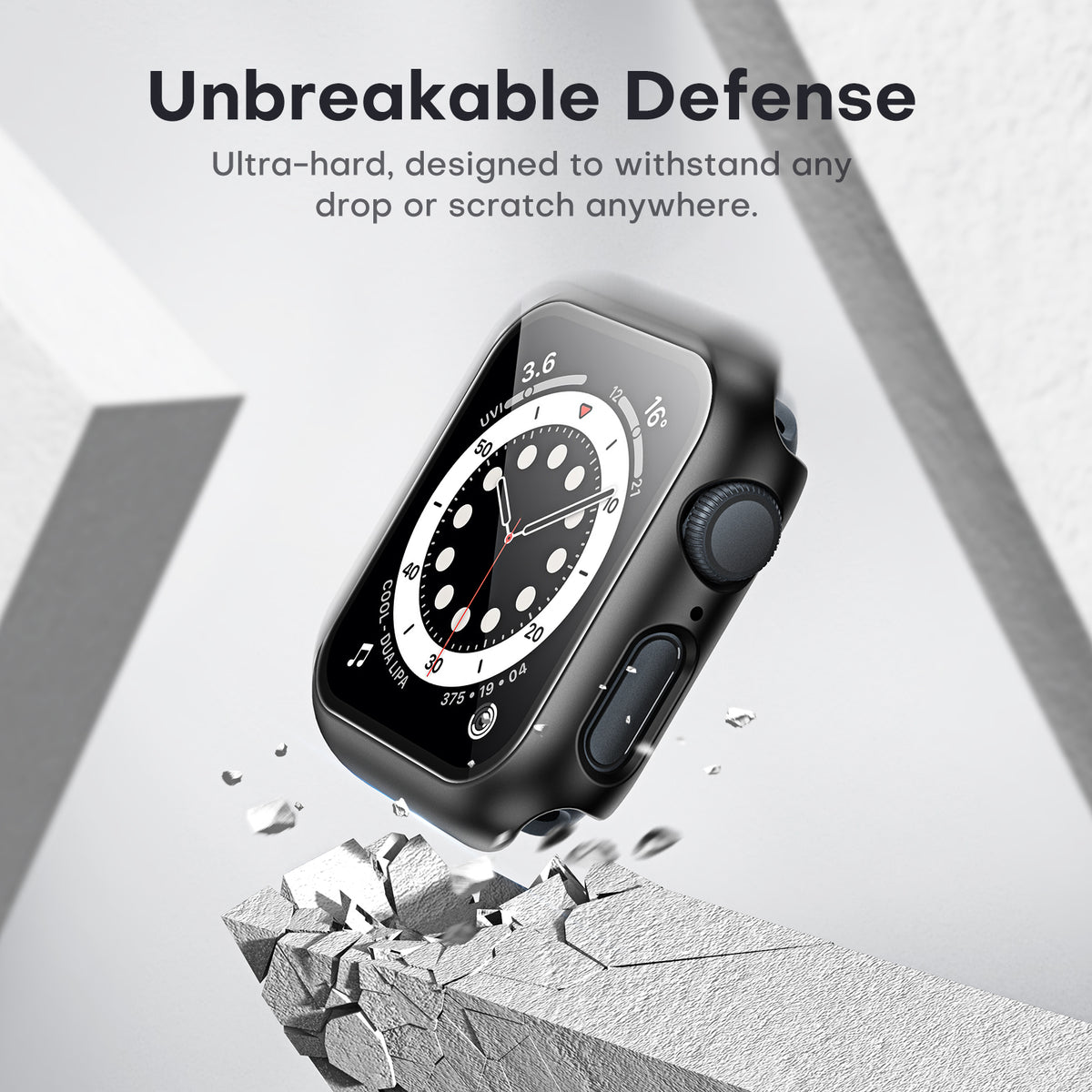 TAURI 2 Pack Hard Case Designed for Apple Watch Series SE 6 5 4 44mm [Full Protection], with 9H Tempered Glass Screen Protector [Touch Sensitive] Slim Bumper Protective Cover 44mm, Black