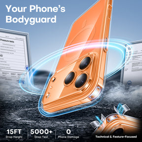 TAURI Original Design for iPhone 17 Pro Max Case, Compatible with MagSafe with Screen Protector, Anti-Yellowing Military-Grade Protection Shockproof Magnetic iPhone 17 ProMax Case, Clear Orange