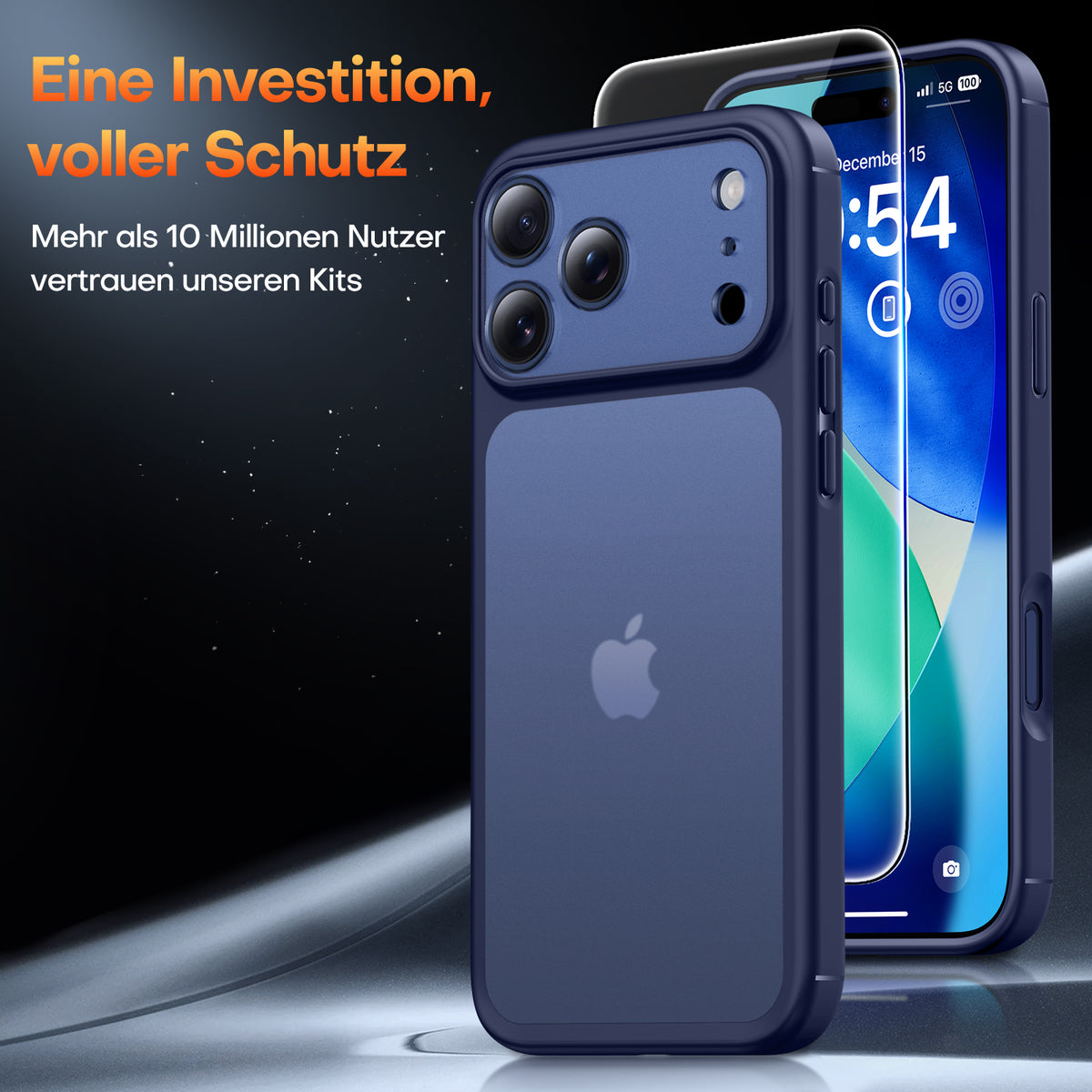 TAURI for iPhone 17 Pro Case, Full Camera Protection with Screen Protector, Translucent Matte Military-Grade Protection Shockproof Slim Phone Case for iPhone 17 Pro, Matte Blue