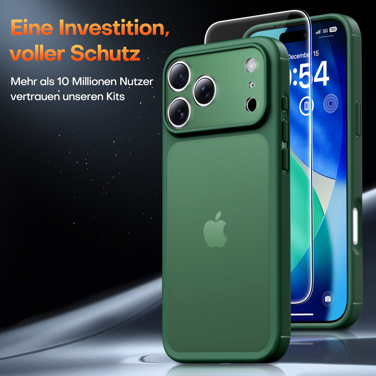 TAURI for iPhone 17 Pro Case, Full Camera Protection with Screen Protector, Translucent Matte Military-Grade Protection Shockproof Slim Phone Case for iPhone 17 Pro, Matte Green
