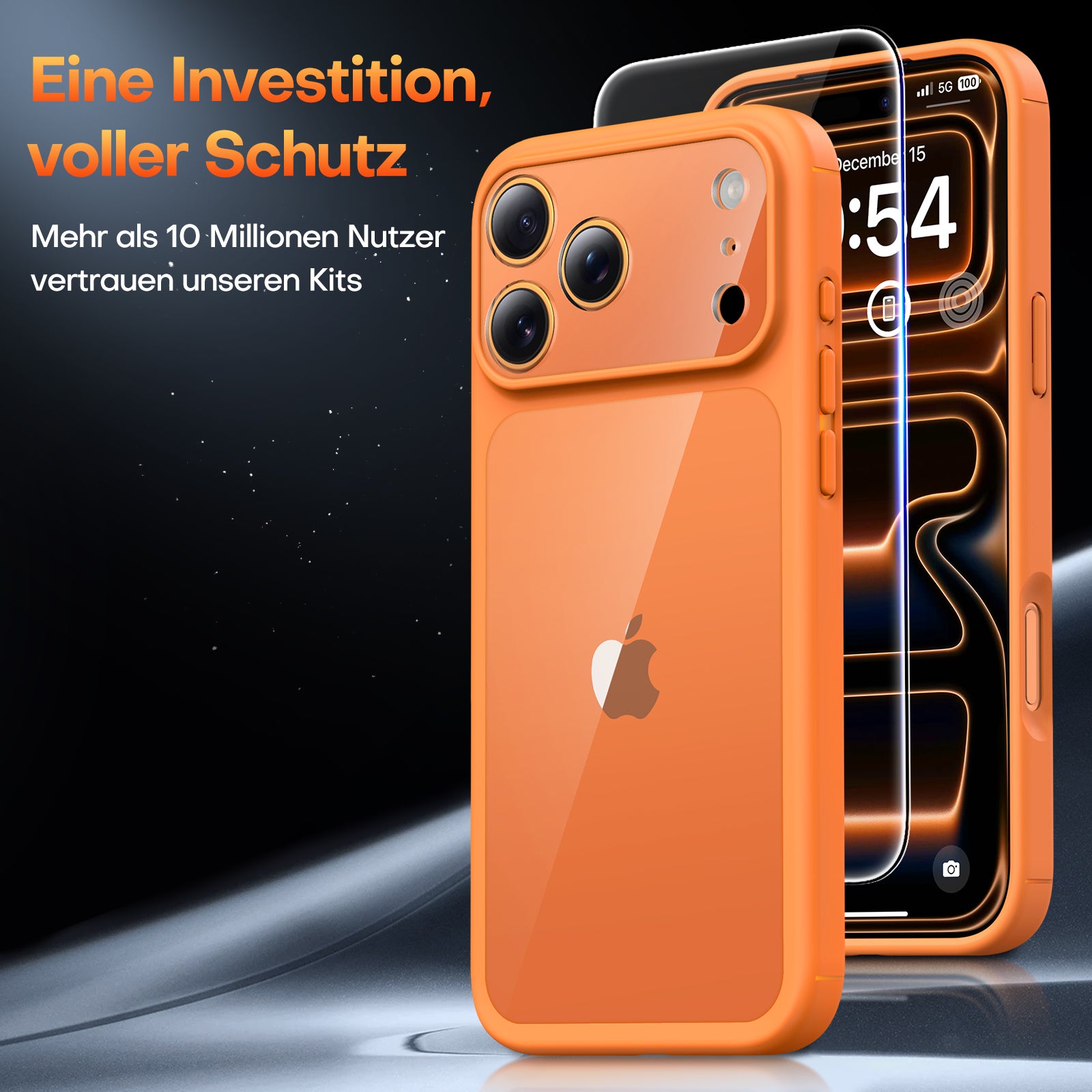 TAURI for iPhone 17 Pro Case, Full Camera Protection with Screen Protector, Anti-Yellowing Military-Grade Protection Shockproof Slim Phone Case for iPhone 17 Pro, Orange