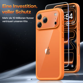 TAURI for iPhone 17 Pro Case, Full Camera Protection with Screen Protector, Anti-Yellowing Military-Grade Protection Shockproof Slim Phone Case for iPhone 17 Pro, Orange