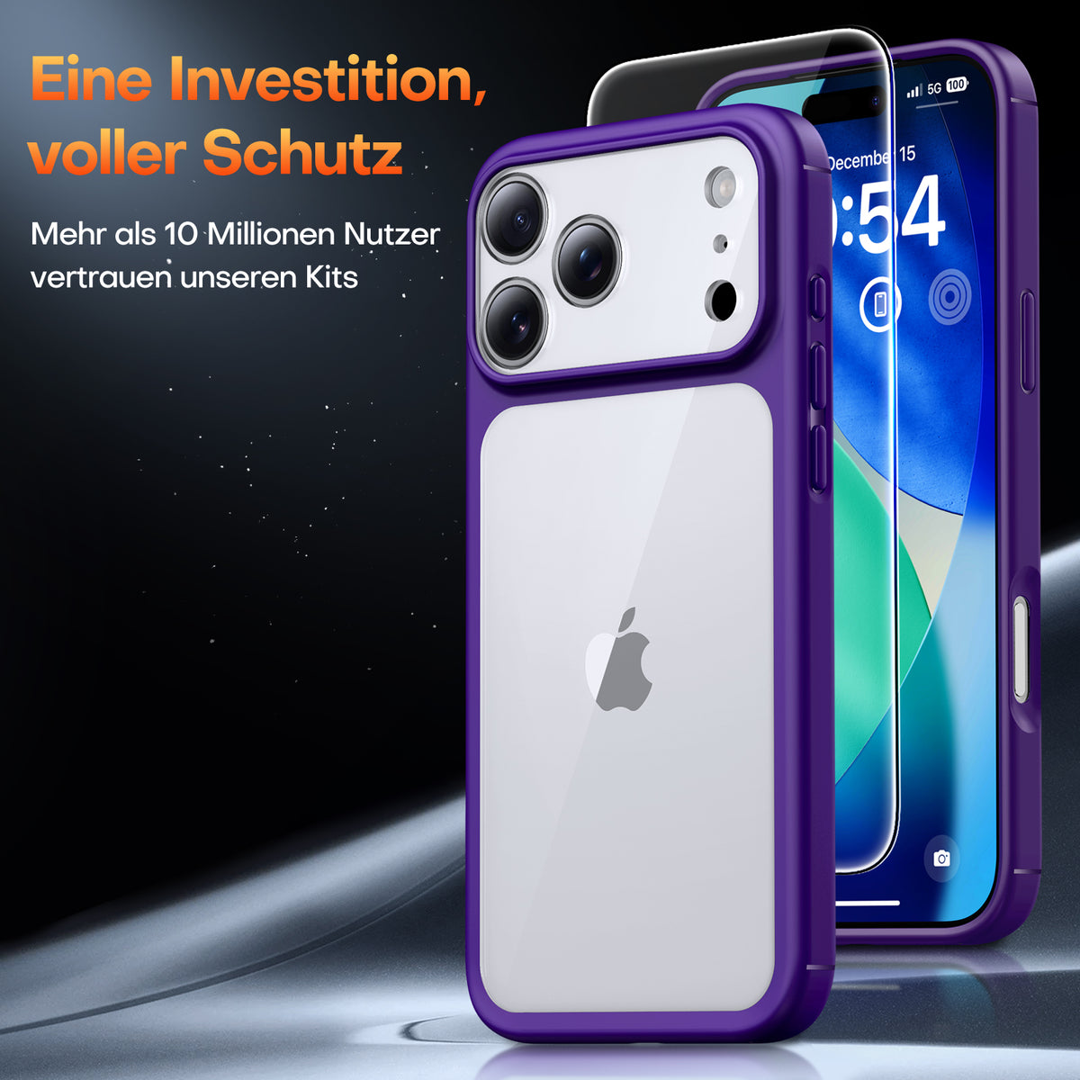 TAURI for iPhone 17 Pro Case, Full Camera Protection with Screen Protector, Anti-Yellowing Military-Grade Protection Shockproof Slim Phone Case for iPhone 17 Pro, Purple