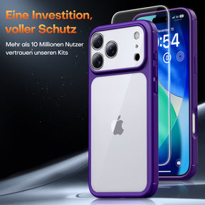 TAURI for iPhone 17 Pro Case, Full Camera Protection with Screen Protector, Anti-Yellowing Military-Grade Protection Shockproof Slim Phone Case for iPhone 17 Pro, Purple
