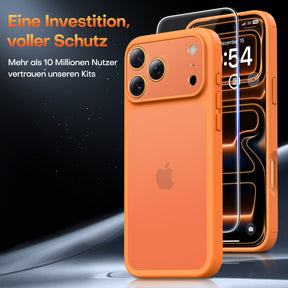 TAURI for iPhone 17 Pro Case, Full Camera Protection with Screen Protector, Translucent Matte Military-Grade Protection Shockproof Slim Phone Case for iPhone 17 Pro, Matte Orange