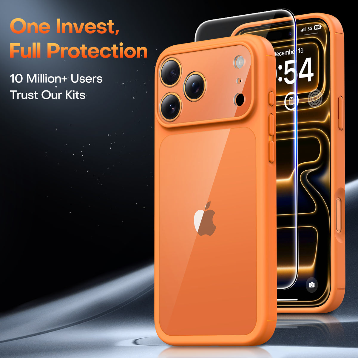TAURI for iPhone 17 Pro Max Case, Full Camera Protection with Screen Protector, Anti-Yellowing Military-Grade Protection Shockproof Slim Phone Case for iPhone 17 ProMax, Orange