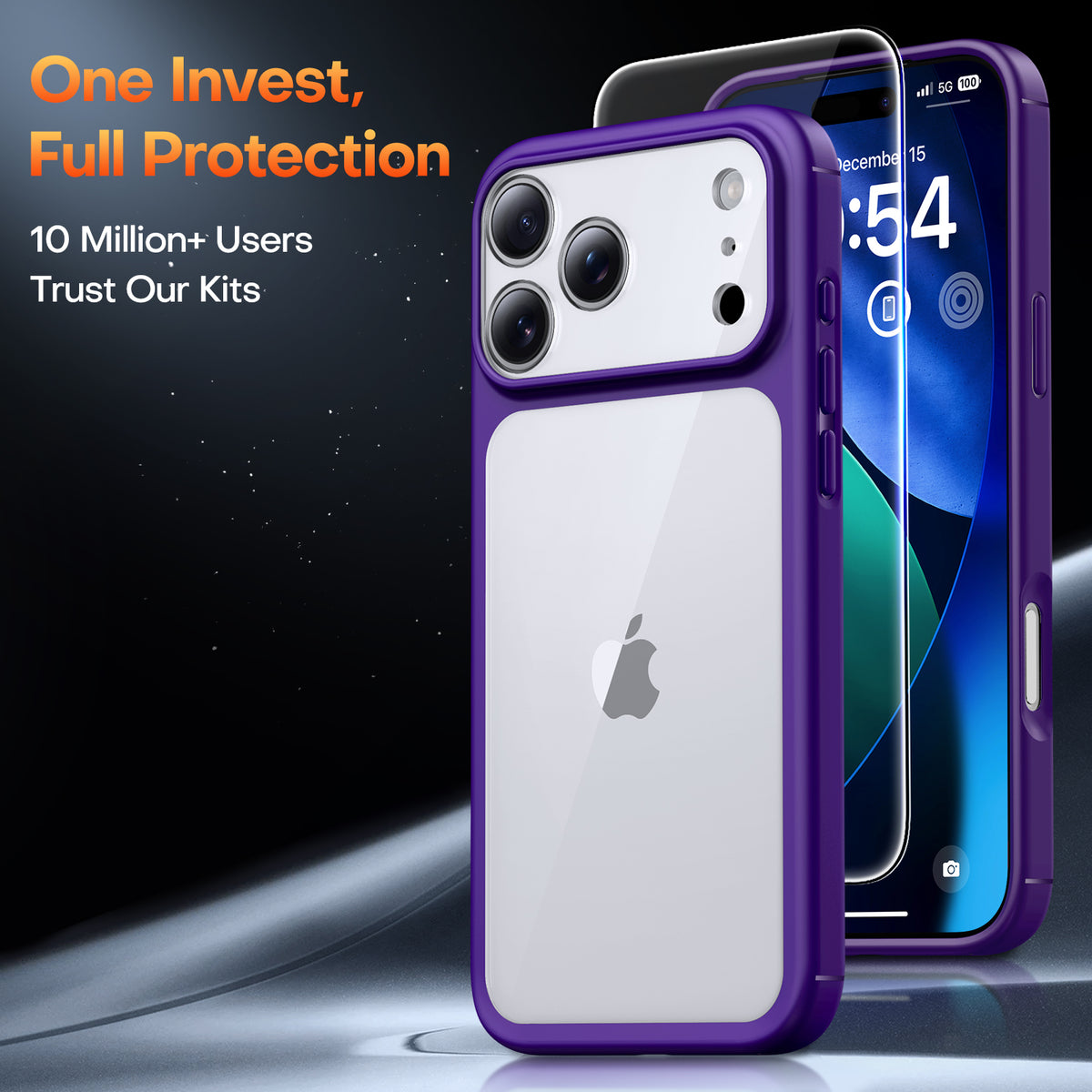 TAURI for iPhone 17 Pro Max Case, Full Camera Protection with Screen Protector, Anti-Yellowing Military-Grade Protection Shockproof Slim Phone Case for iPhone 17 ProMax, Purple
