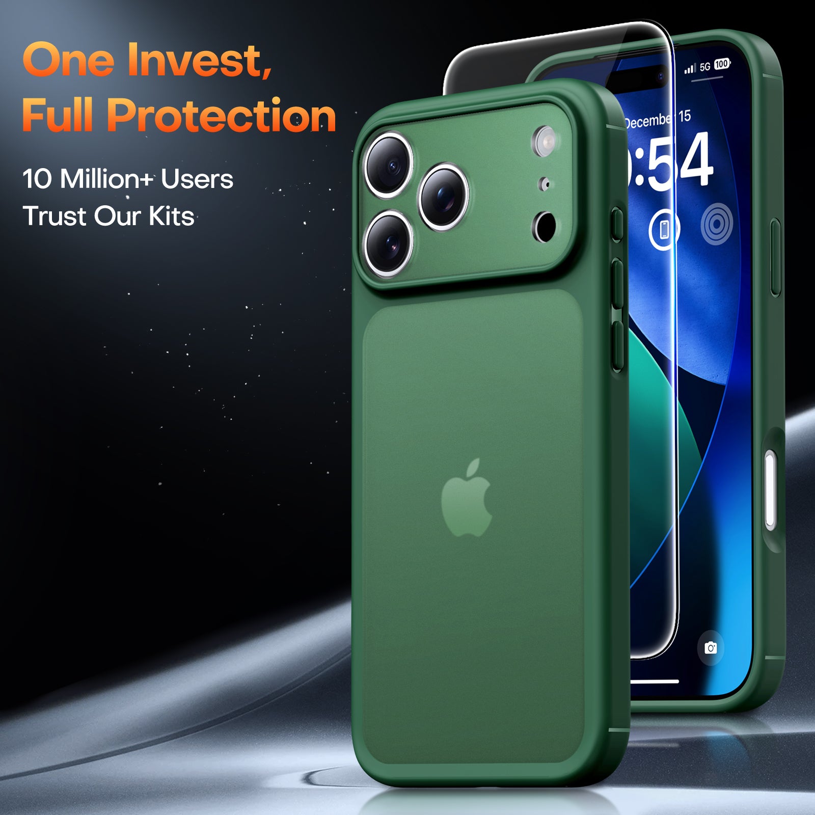 TAURI for iPhone 17 Pro Max Case, Full Camera Protection with Screen Protector, Translucent Matte Military-Grade Protection Shockproof Slim Phone Case for iPhone 17 ProMax, Matte Green