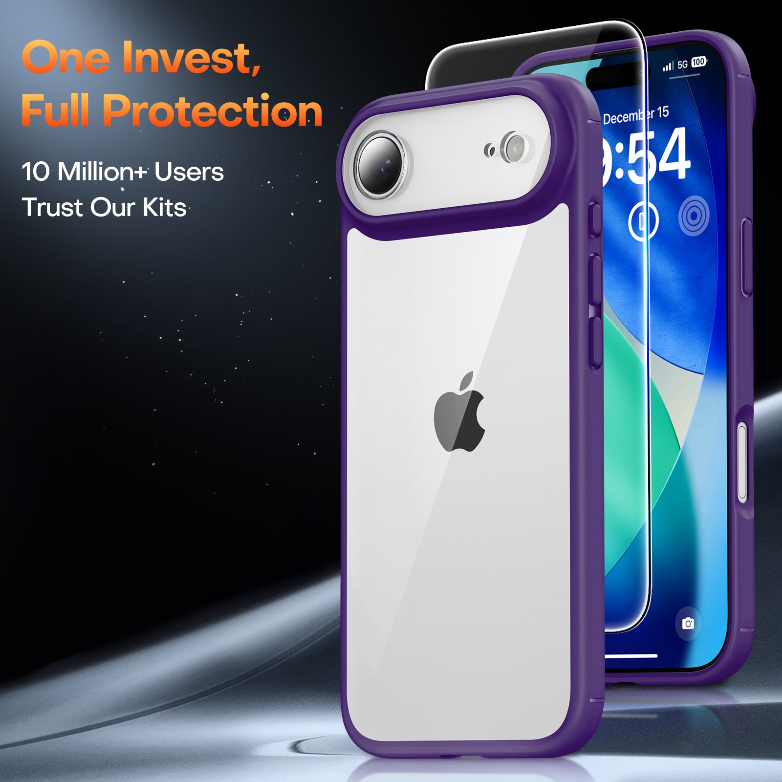 TAURI for iPhone Air Case, Full Camera Protection with Screen Protector, Anti-Yellowing Military-Grade Protection Shockproof Slim Phone Case for iPhone 17 Air 6.5 inch, Purple