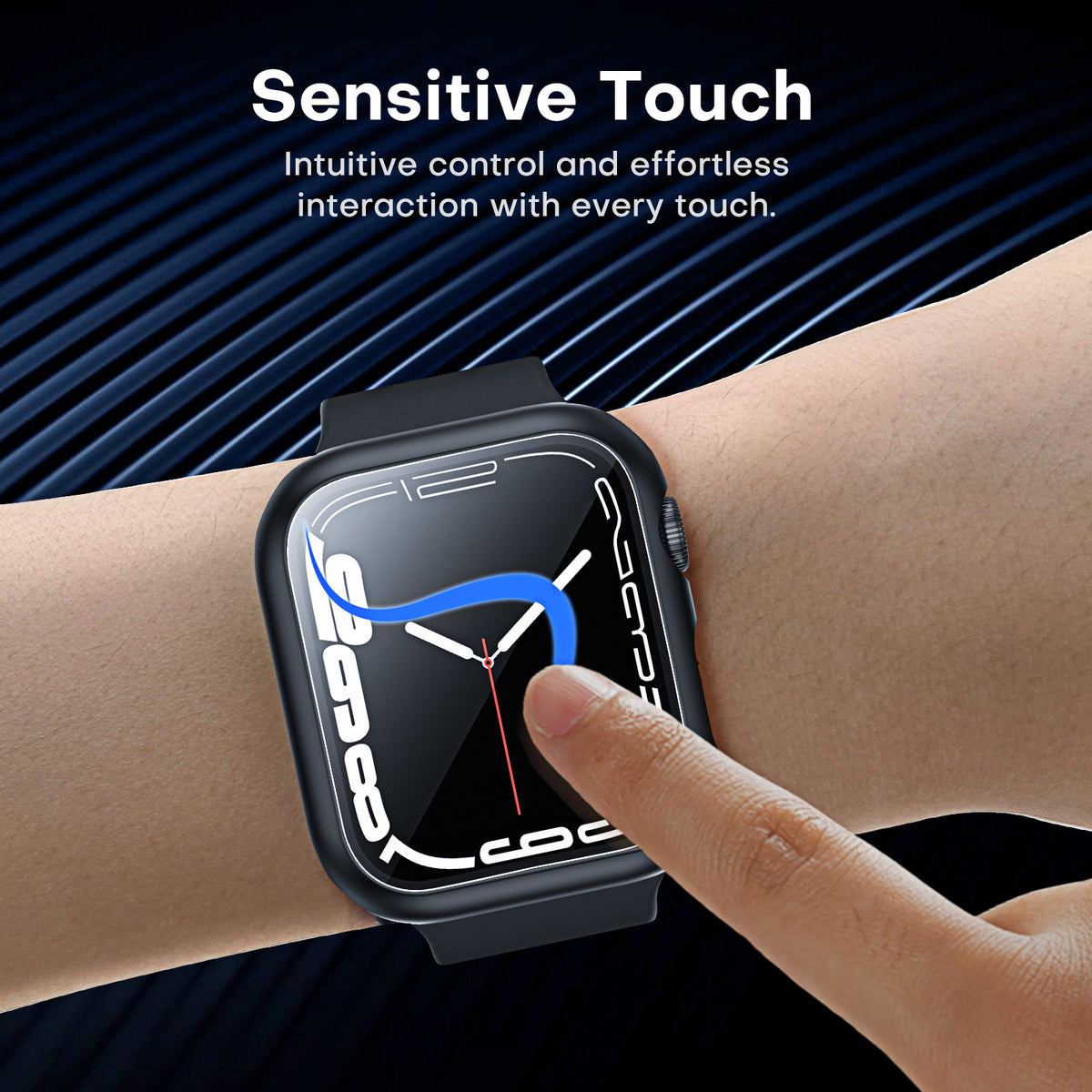TAURI 2 Pack Waterproof Case Designed for Apple Watch Series 9 (2023) Series 8/7 45mm, [IPX8 Waterproof Certified] with 9H Tempered Glass Screen Protector, [Full Protection] Slim Cover 45mm - Black