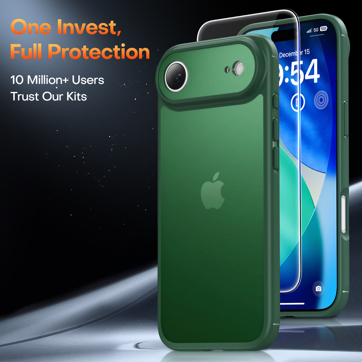 TAURI for iPhone Air Case, Full Camera Protection with Screen Protector, Translucent Matte Military-Grade Protection Shockproof Slim Phone Case for iPhone Air, Matte Green