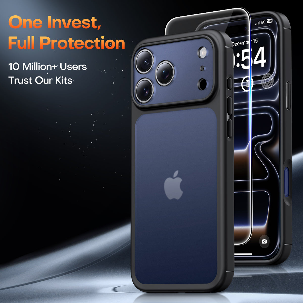 TAURI for iPhone 17 Pro Max Case, Full Camera Protection with Screen Protector, Translucent Matte Military-Grade Protection Shockproof Slim Phone Case for iPhone 17 ProMax, Matte Black