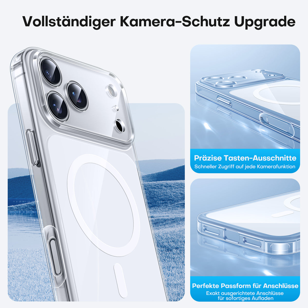 TAURI Original Design for iPhone 17 Pro Case, Compatible with MagSafe with Screen Protector, Anti-Yellowing Military-Grade Protection Shockproof Magnetic iPhone 17 Pro Case, Clear White
