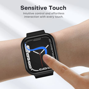 TAURI 2 Pack Hard Case Designed for Apple Watch Series 9 (2023) Series 8/7 45mm, [360° Shockproof] with 9H Tempered Glass Screen Protector, [Scratch-Resistant] Cover for iWatch 45mm - Black