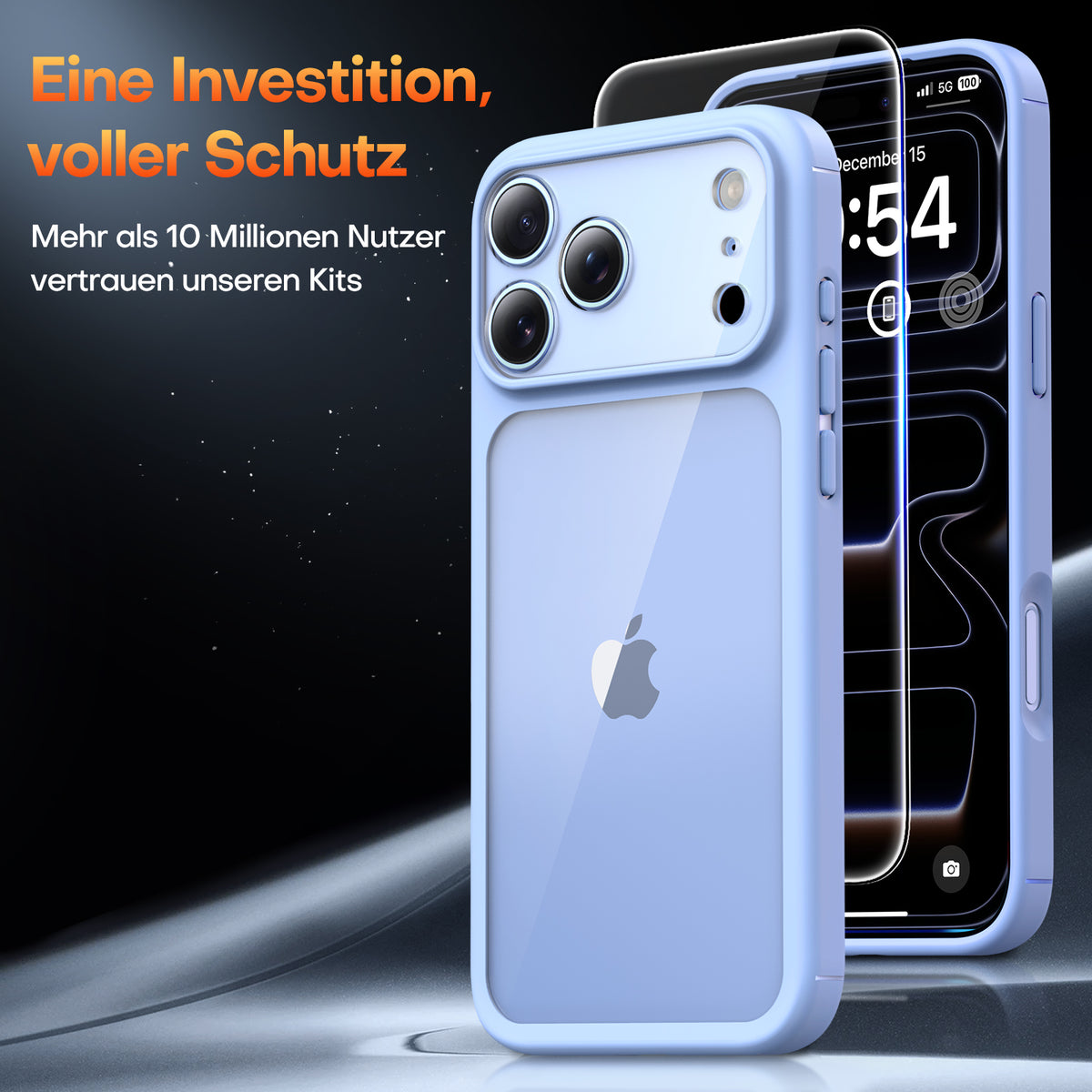 TAURI for iPhone 17 Pro Case, Full Camera Protection with Screen Protector, Anti-Yellowing Military-Grade Protection Shockproof Slim Phone Case for iPhone 17 Pro, Star Blue