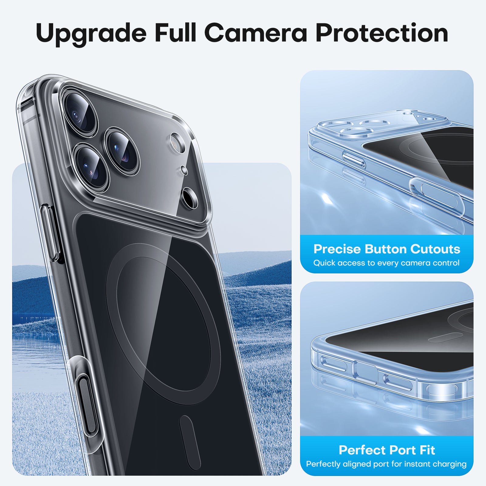 TAURI Original Design for iPhone 17 Pro Max Case, Compatible with MagSafe with Screen Protector, Anti-Yellowing Military-Grade Protection Shockproof Magnetic iPhone 17 ProMax Case, Clear Black