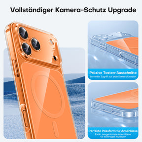 TAURI Original Design for iPhone 17 Pro Case, Compatible with MagSafe with Screen Protector, Anti-Yellowing Military-Grade Protection Shockproof Magnetic iPhone 17 Pro Case, Clear Orange