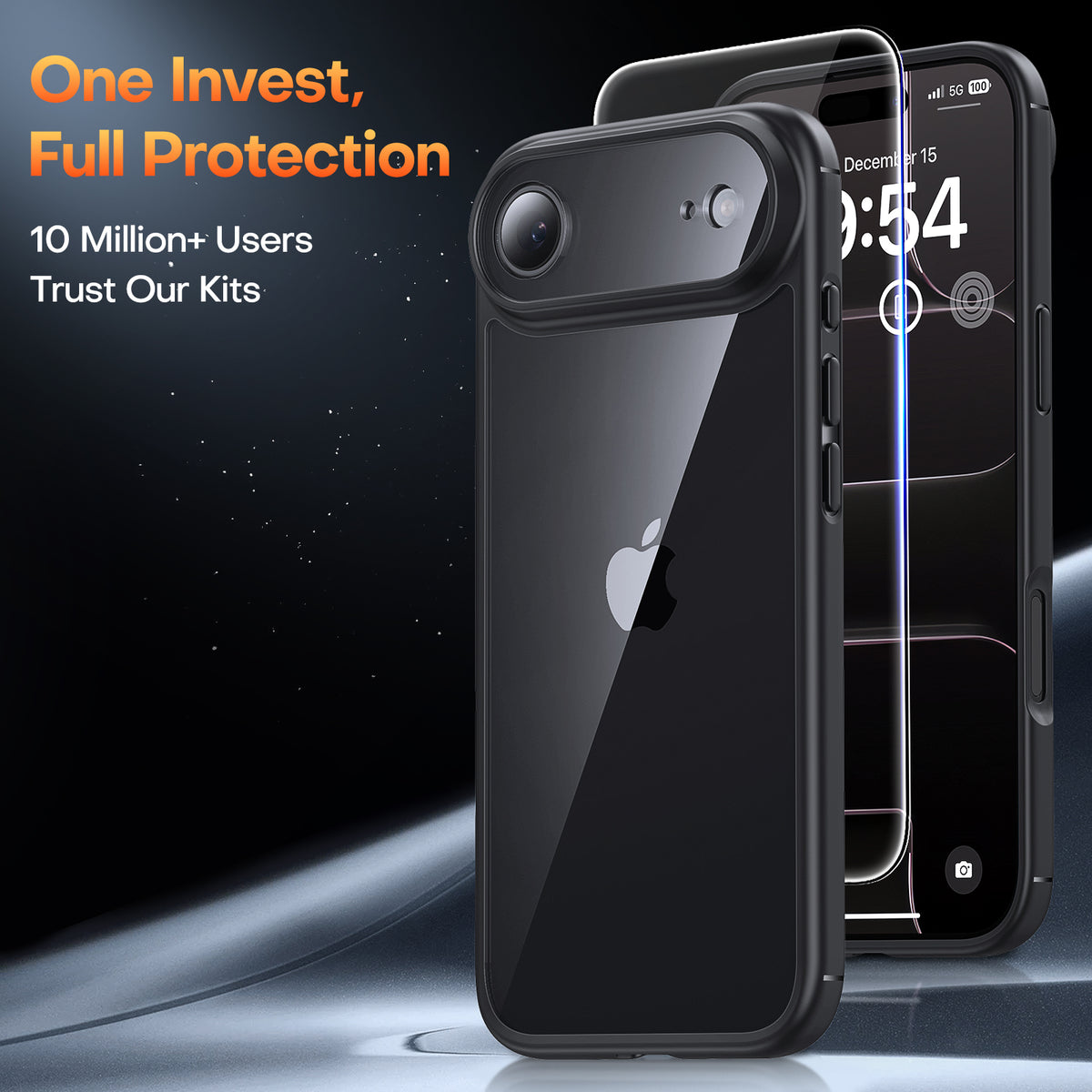 TAURI for iPhone Air Case, Full Camera Protection with Screen Protector, Anti-Yellowing Military-Grade Protection Shockproof Slim Phone Case for iPhone Air, Black