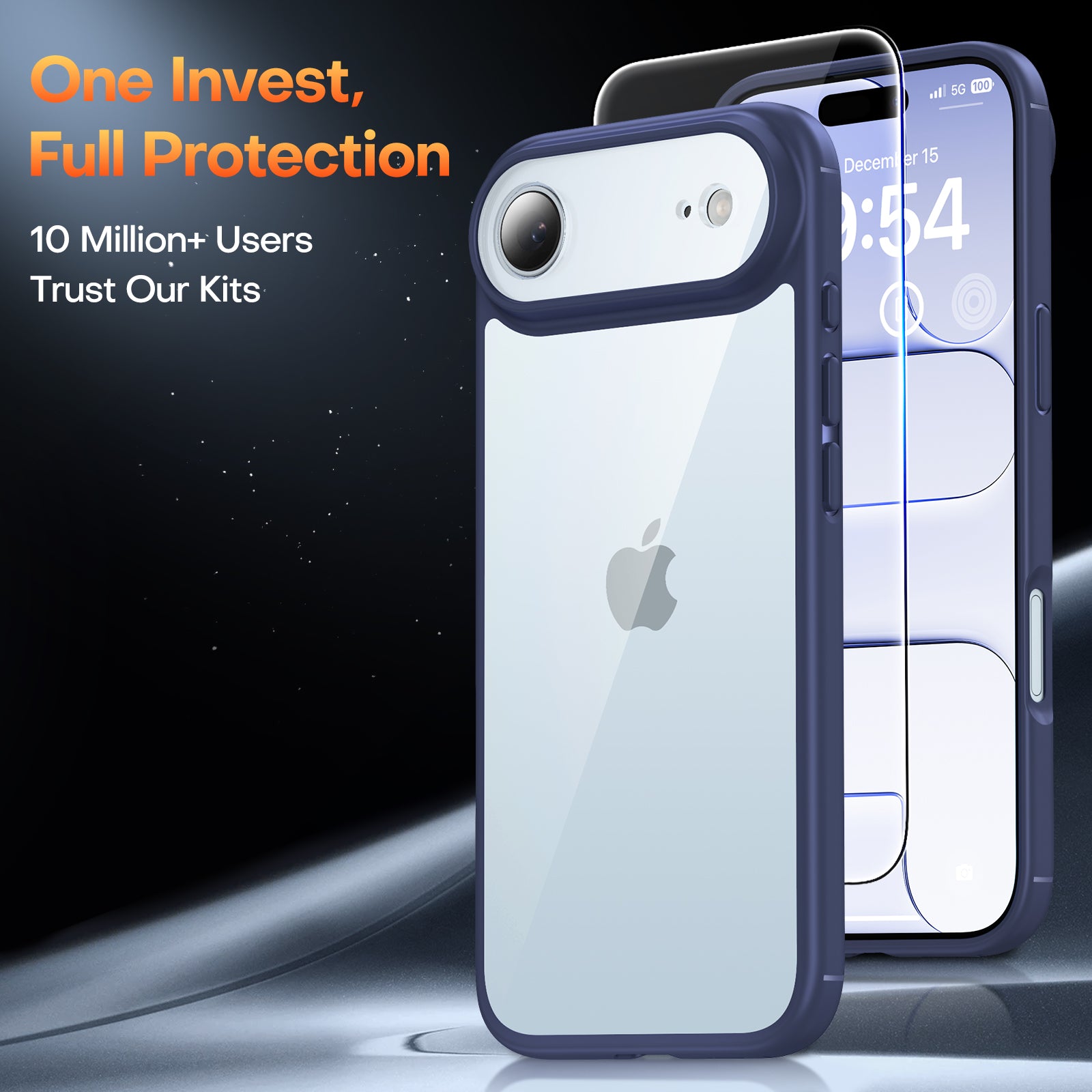 TAURI for iPhone Air Case, Full Camera Protection with Screen Protector, Anti-Yellowing Military-Grade Protection Shockproof Slim Phone Case for iPhone Air, Blue