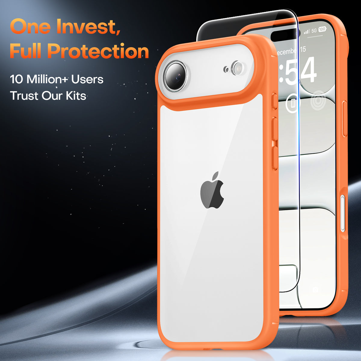 TAURI for iPhone Air Case, Full Camera Protection with Screen Protector, Anti-Yellowing Military-Grade Protection Shockproof Slim Phone Case for iPhone 17 Air 6.5 inch, Orange