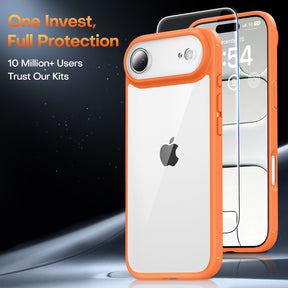 TAURI for iPhone Air Case, Full Camera Protection with Screen Protector, Anti-Yellowing Military-Grade Protection Shockproof Slim Phone Case for iPhone 17 Air 6.5 inch, Orange