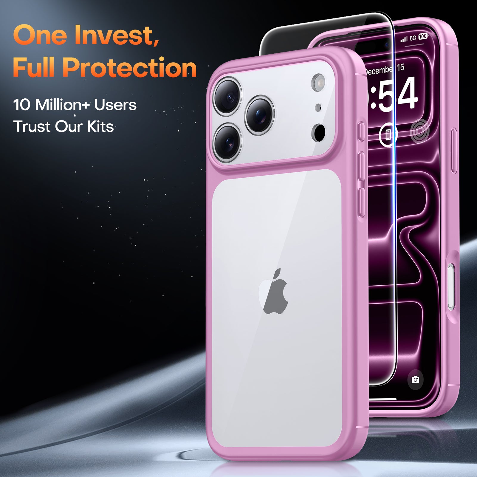 TAURI for iPhone 17 Pro Max Case, Full Camera Protection with Screen Protector, Anti-Yellowing Military-Grade Protection Shockproof Slim Phone Case for iPhone 17 ProMax, Pink