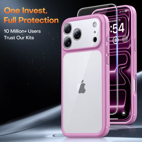 TAURI for iPhone 17 Pro Max Case, Full Camera Protection with Screen Protector, Anti-Yellowing Military-Grade Protection Shockproof Slim Phone Case for iPhone 17 ProMax, Pink
