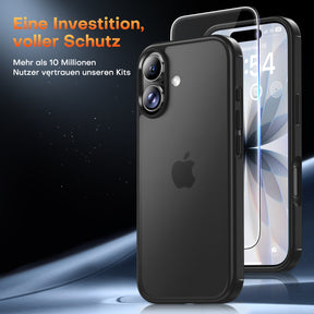 TAURI for iPhone 17 Case, Anti-Yellowing with Screen Protector, Translucent Matte Military-Grade Protection Shockproof Slim Phone Case for iPhone 17, Matte Black