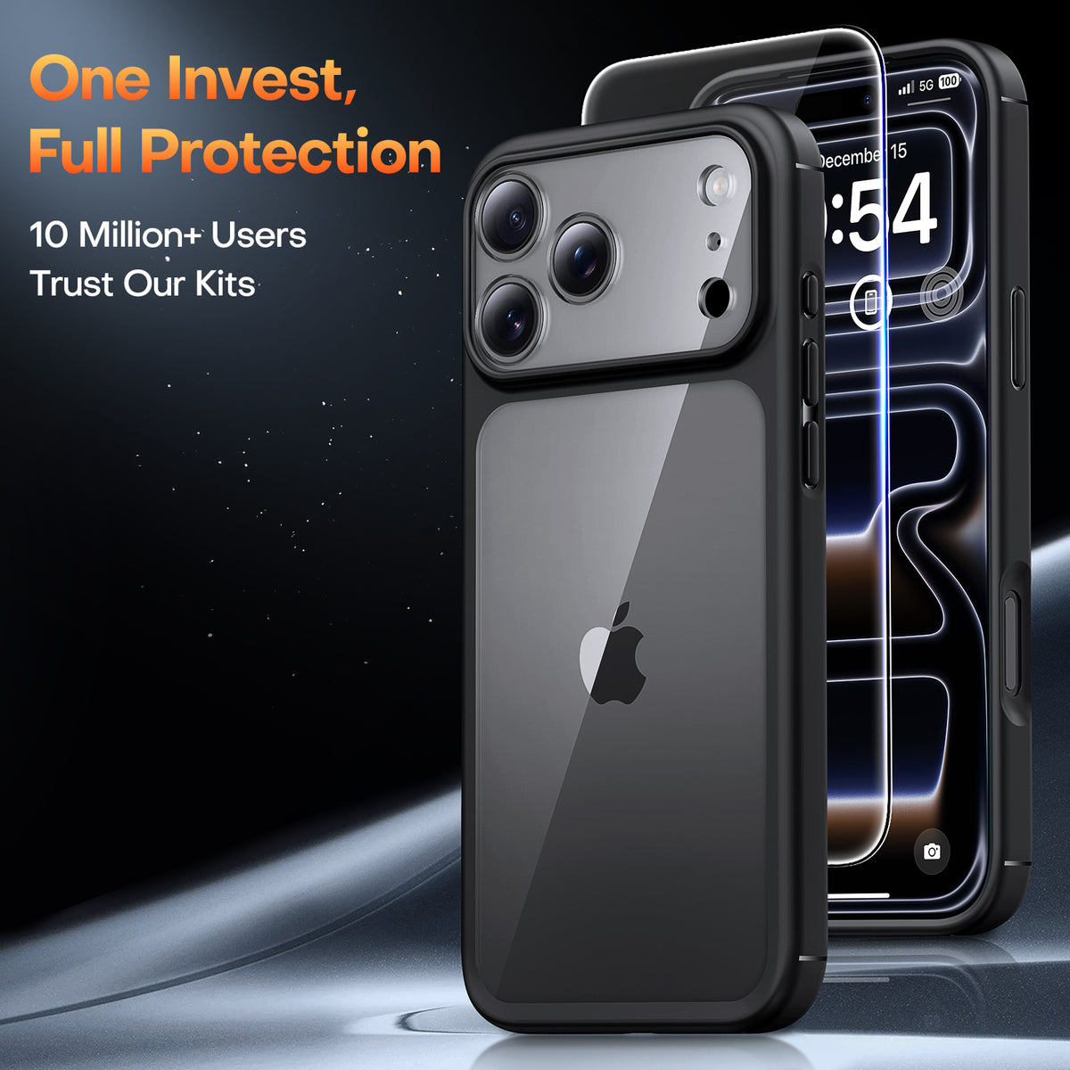 TAURI for iPhone 17 Pro Max Case, Full Camera Protection with Screen Protector, Anti-Yellowing Military-Grade Protection Shockproof Slim Phone Case for iPhone 17 ProMax, Black