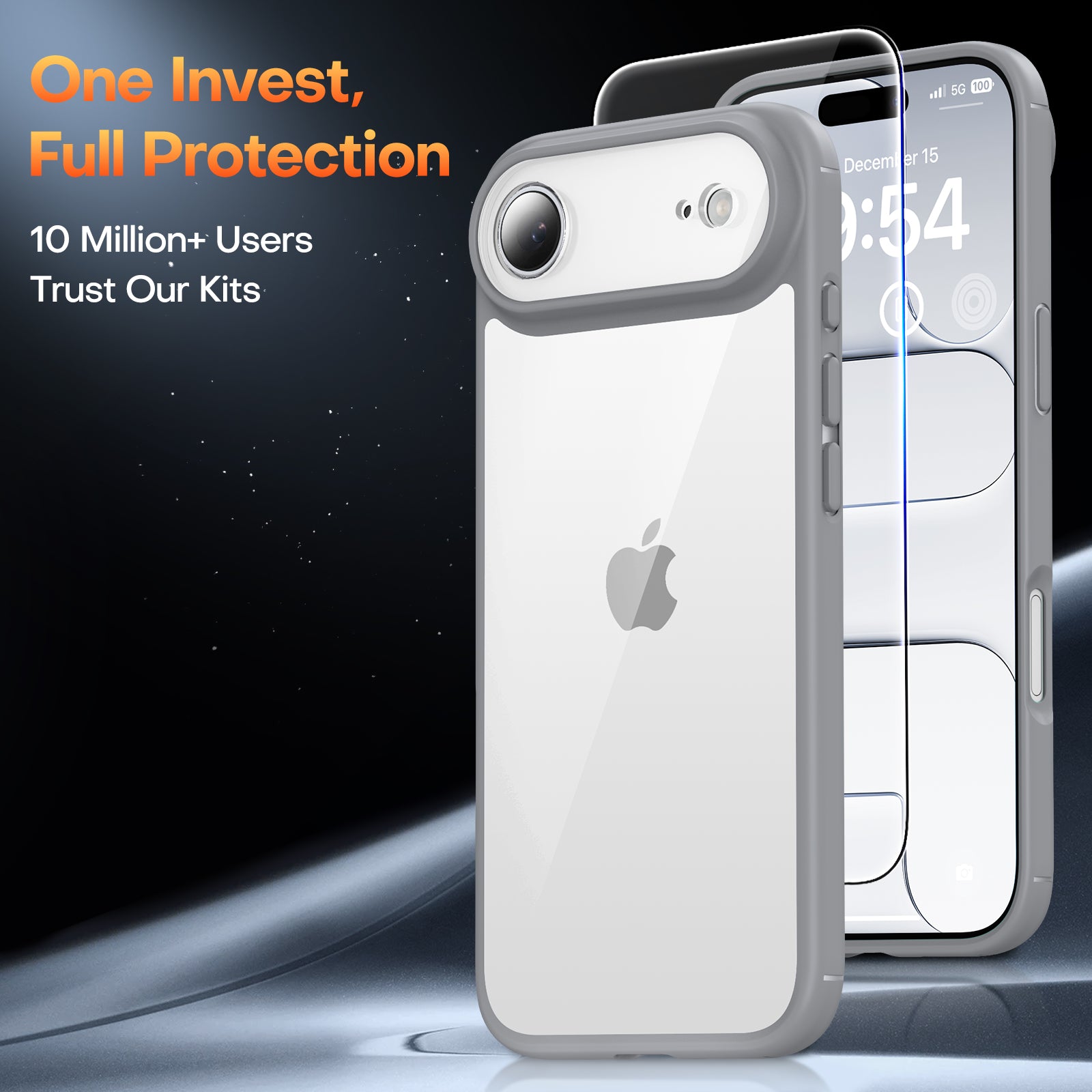 TAURI for Air 2025 Flip Case, Full Camera Protection with Screen Protector, Anti-Yellowing Military-Grade Protection Shockproof Slim Flip Case for Air 2025, Grey