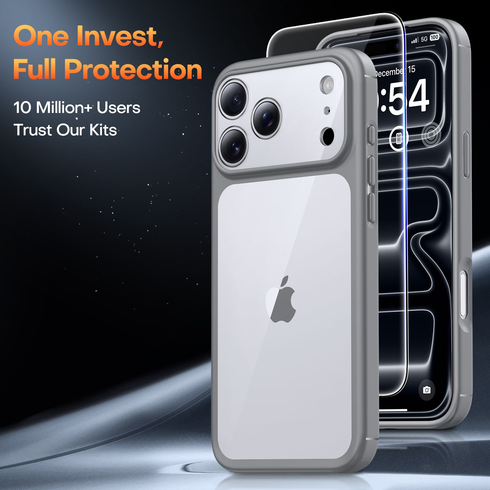 TAURI for iPhone 17 Pro Max Case, Full Camera Protection with Screen Protector, Anti-Yellowing Military-Grade Protection Shockproof Slim Phone Case for iPhone 17 ProMax, Grey