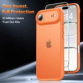 TAURI for iPhone Air Case, Full Camera Protection with Screen Protector, Translucent Matte Military-Grade Protection Shockproof Slim Phone Case for iPhone Air, Matte Orange
