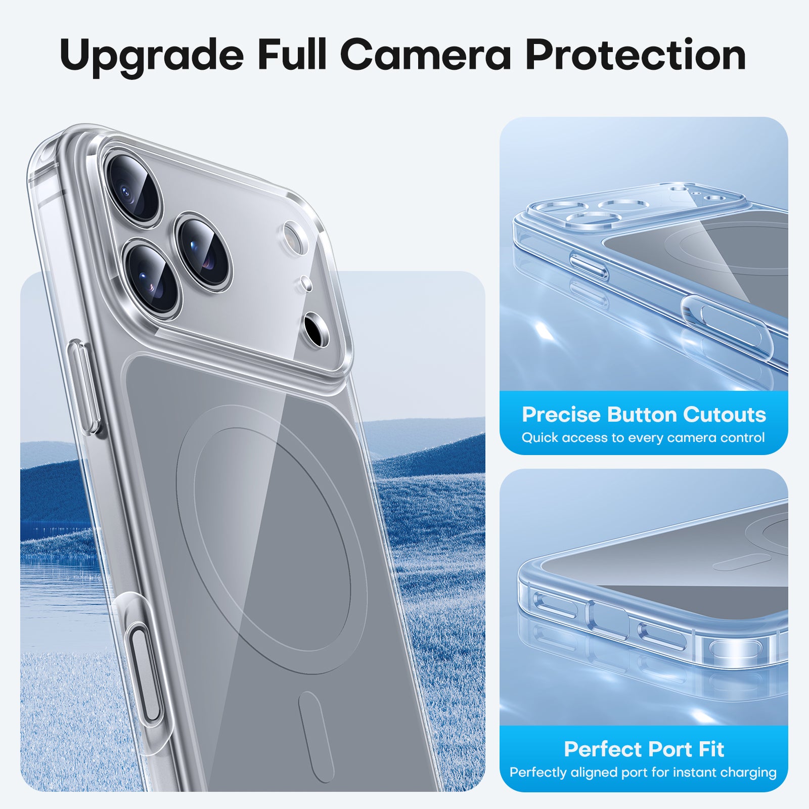 TAURI Original Design for iPhone 17 Pro Max Case, Compatible with MagSafe with Screen Protector, Anti-Yellowing Military-Grade Protection Shockproof Magnetic iPhone 17 ProMax Case, Clear Grey