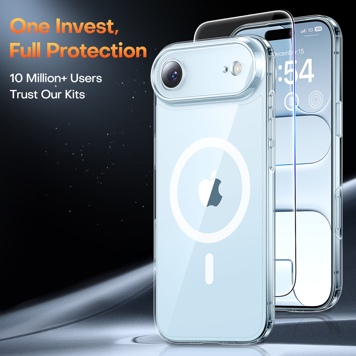 TAURI for iPhone Air Case, Compatible with MagSafe with Screen Protector, Full Camera Protection, Anti-Yellowing Military-Grade Protection Shockproof Slim Magnetic Case for iPhone Air, Clear