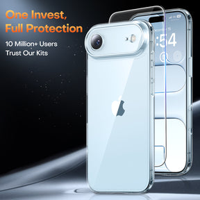 TAURI for iPhone Air Case, Full Camera Protection with Screen Protector, Anti-Yellowing Military-Grade Protection Shockproof Slim Phone Case for iPhone 17 Air 6.5 inch, Clear
