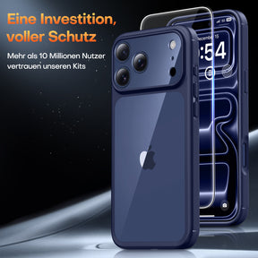 TAURI for iPhone 17 Pro Case, Full Camera Protection with Screen Protector, Anti-Yellowing Military-Grade Protection Shockproof Slim Phone Case for iPhone 17 Pro, Blue