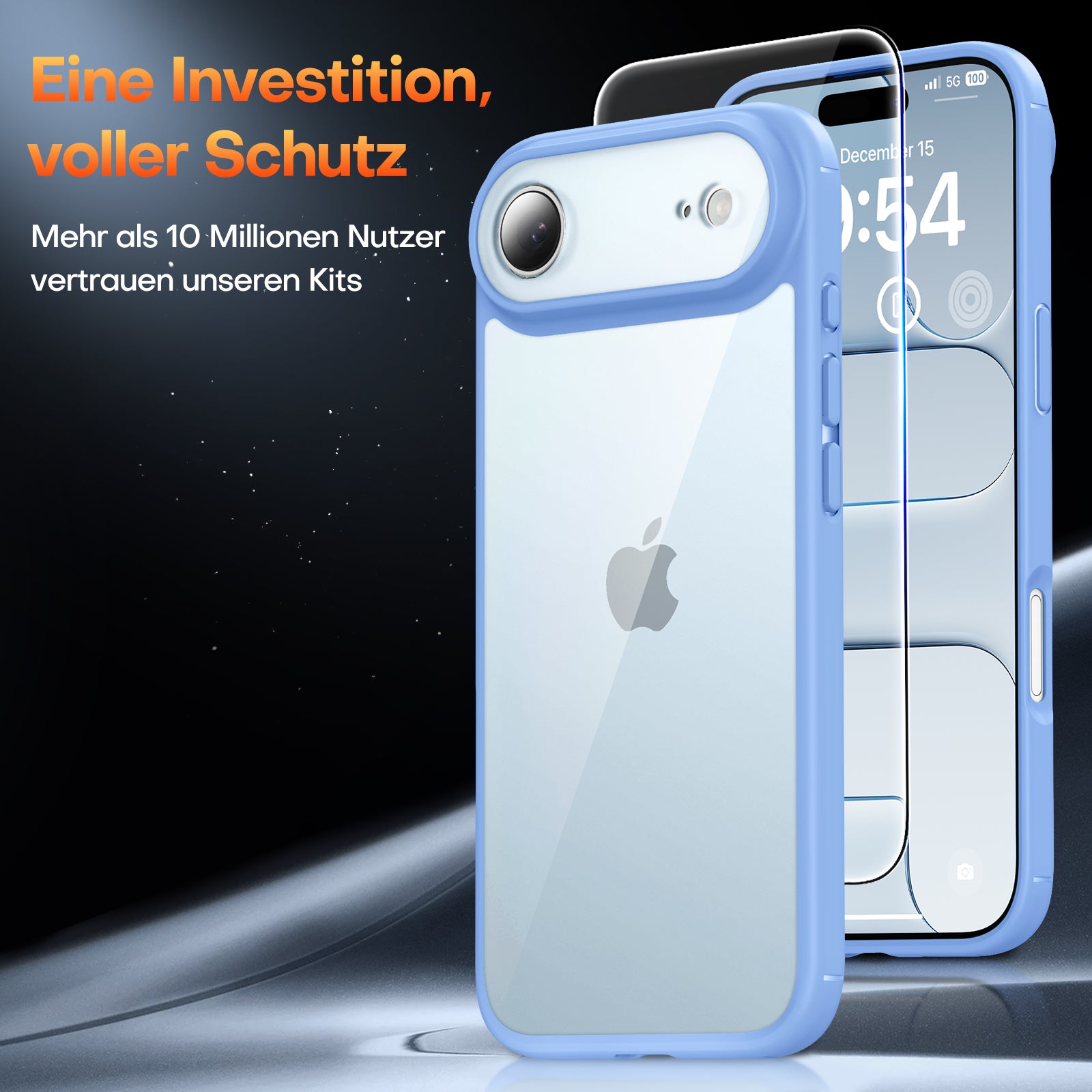 TAURI for iPhone Air Case, Full Camera Protection with Screen Protector, Anti-Yellowing Military-Grade Protection Shockproof Slim Phone Case for iPhone Air, Star Blue