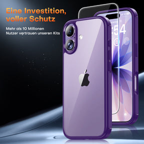 TAURI for iPhone 17 Case, Anti-Yellowing with Screen Protector, Military-Grade Protection Shockproof Slim Phone Case for iPhone 17, Purple