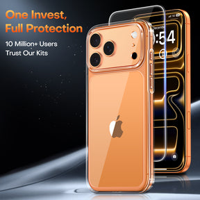 TAURI for iPhone 17 Pro Max Case, Full Camera Protection with Screen Protector, Anti-Yellowing Military-Grade Protection Shockproof Slim Phone Case for iPhone 17 ProMax, Clear