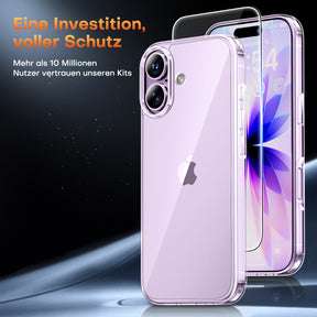 TAURI for iPhone 17 Case, Anti-Yellowing with Screen Protector, Military-Grade Protection Shockproof Slim Phone Case for iPhone 17, Clear