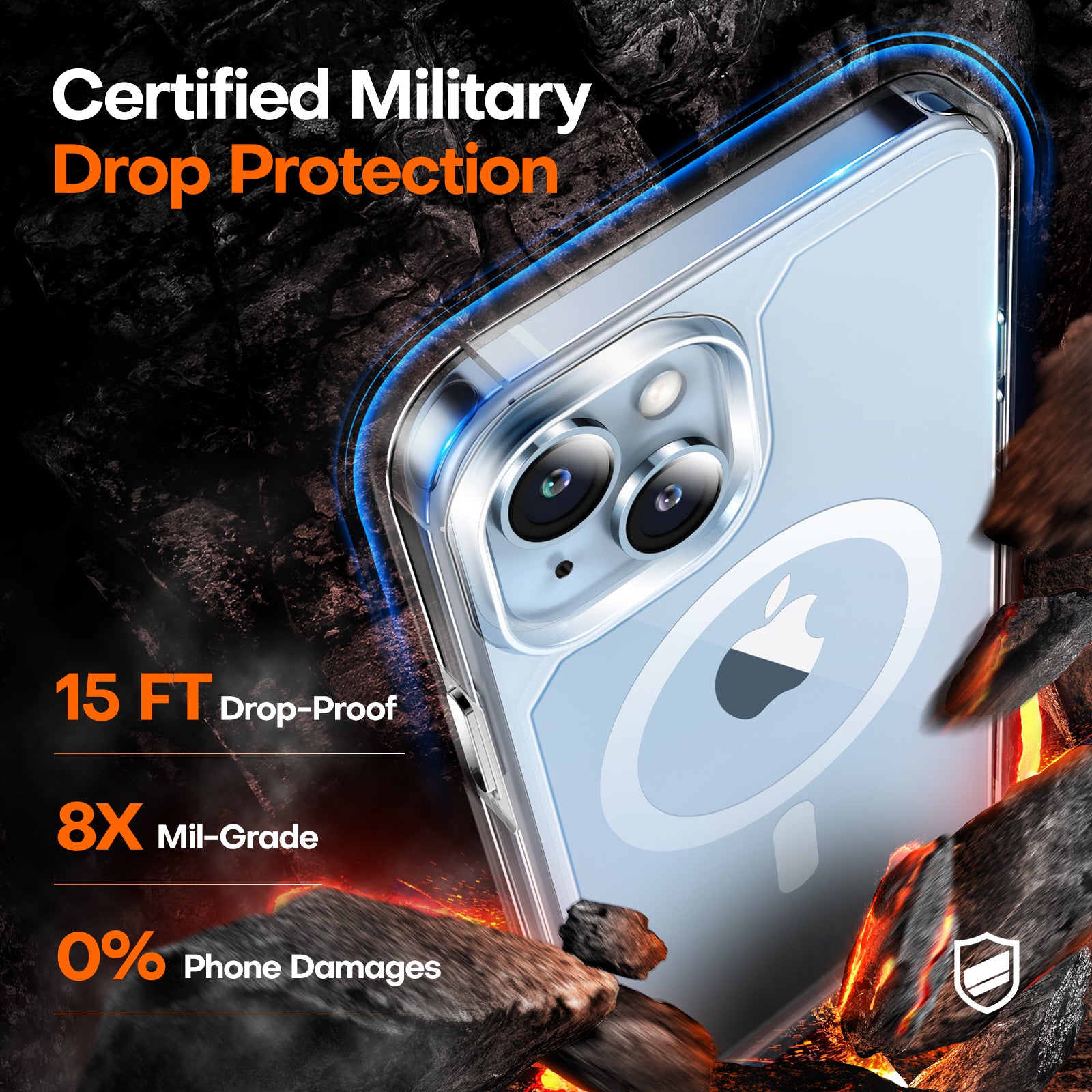 TAURI 5 in 1 Magnetic for iPhone 15 Case Clear, [Designed for Magsafe] with 2X Screen Protectors +2X Camera Lens Protectors, [Not-Yellowing] Shockproof Slim Case for iPhone 15
